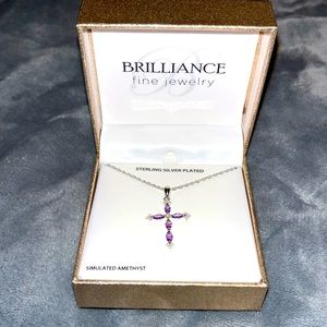 New never used in the box Amethyst Cross Necklace
